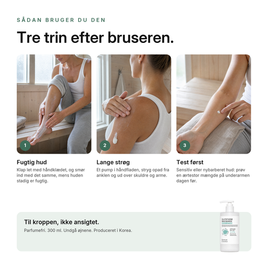 Glutathione Niacinamide Kropslotion, sådan bruger du den