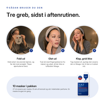 NMF Fugtgivende Sheet Mask, 10-pak, sådan bruger du den