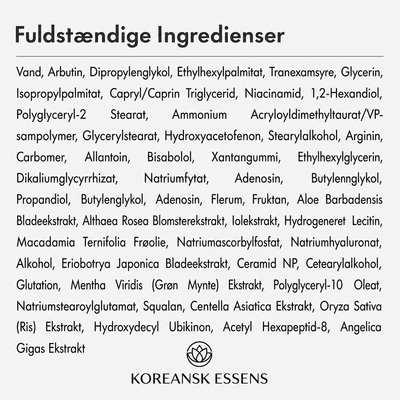 De fleste cremer bruger 2% Arbutin. Vi bruger 7.