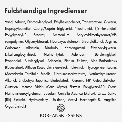 De fleste cremer bruger 2% Arbutin. Vi bruger 7.