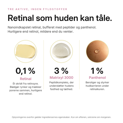 Retinal 0,1 % Opstrammende Serum, nøgleingredienser